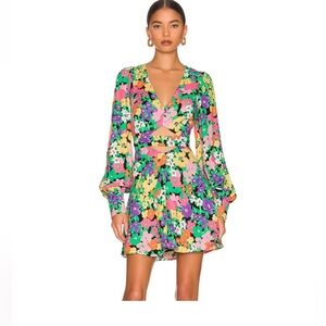 AFRM Floral Mini Dress in Pink and Green